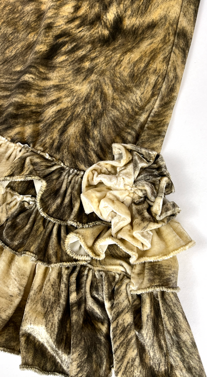 Roberto Cavalli ~ F/W 1999 Ruffled Fur Print Piercing Skirt