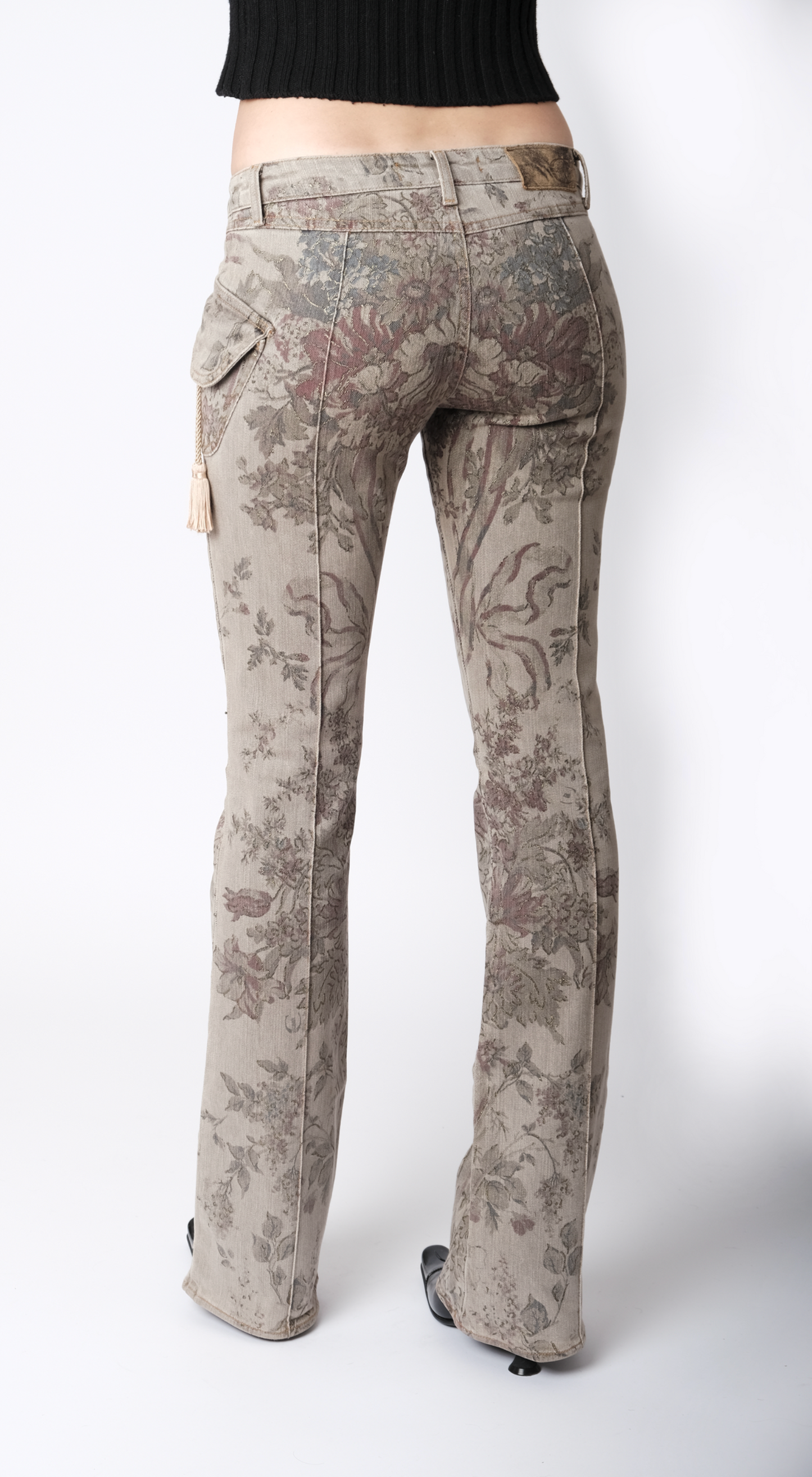 Roberto Cavalli ~ 2000s Grey Floral Pants