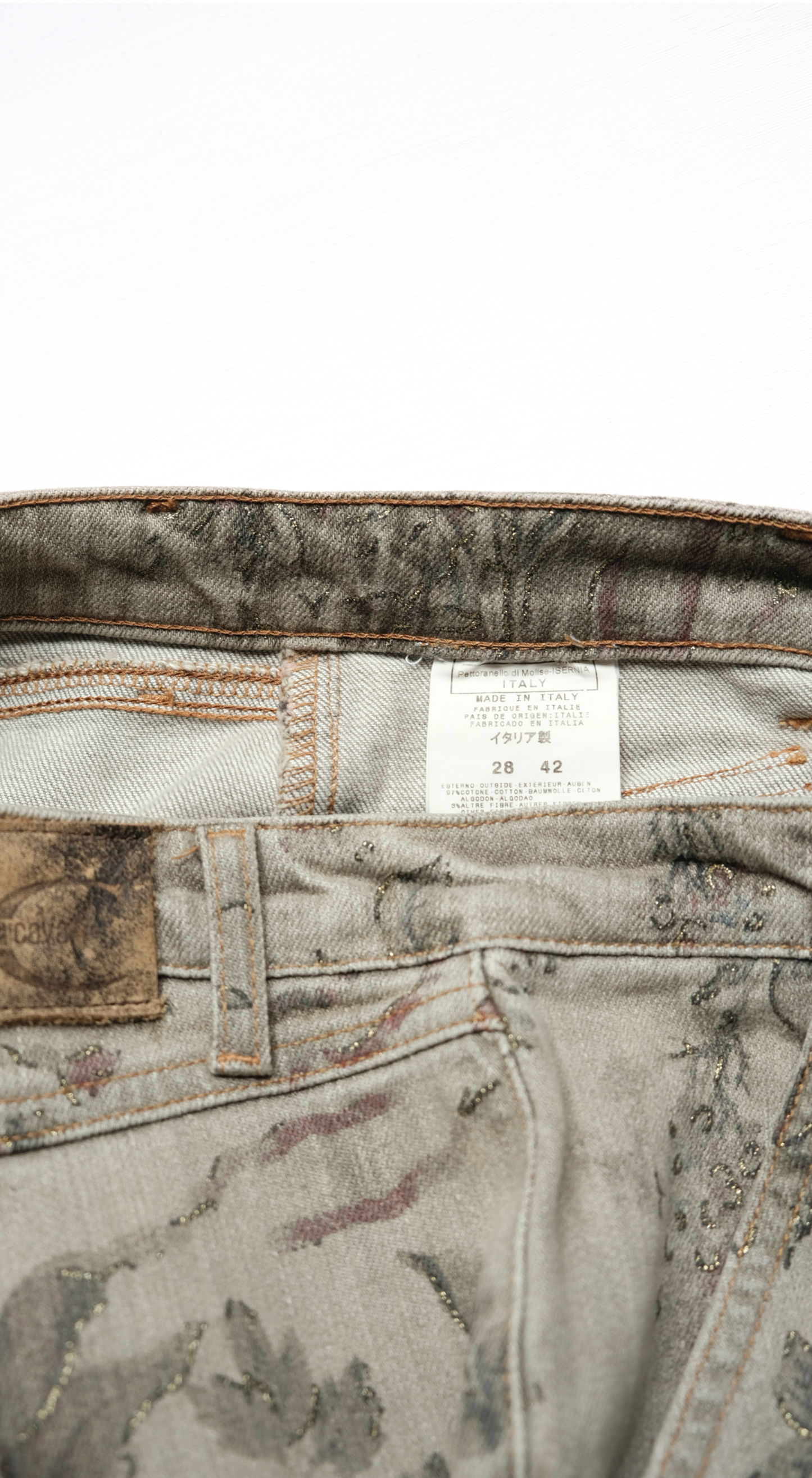 Roberto Cavalli ~ 2000s Grey Floral Pants