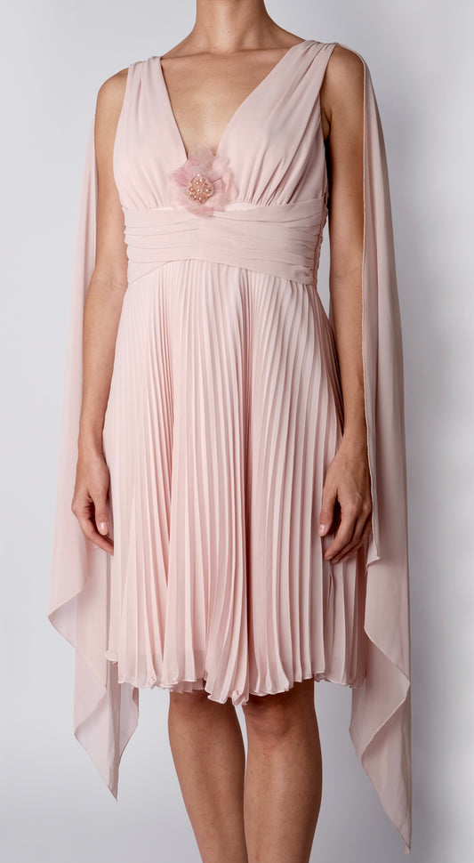 Anna Molinari ~Rosa Pleated Chiffon Cape Dress