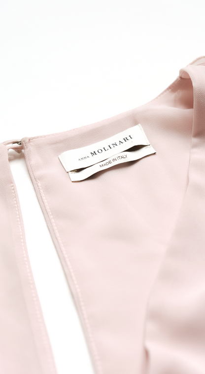 Anna Molinari ~Rosa Pleated Chiffon Cape Dress