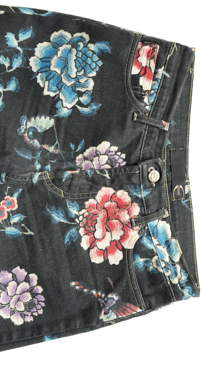 Roberto Cavalli ~ 2000s Black Floral Pants