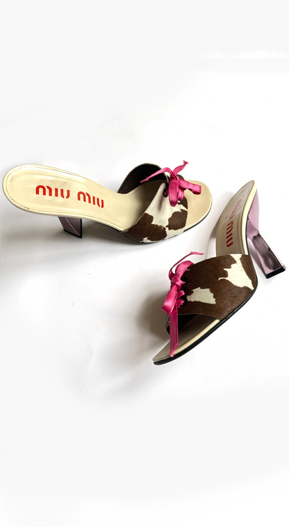 Miu Miu ~ S/S1998 Runway & Campaign Cow Print Ribbon Heels