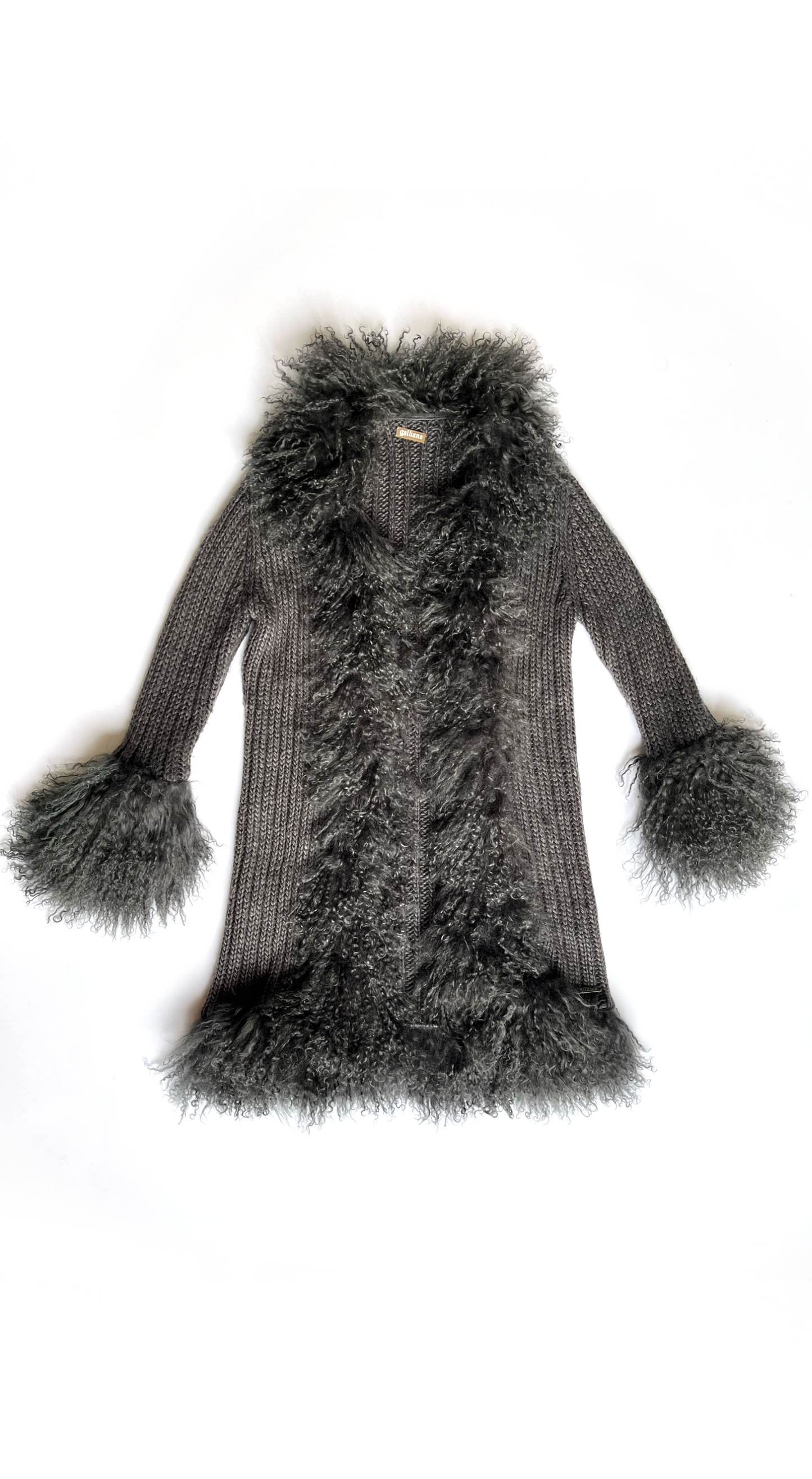 John Galliano ~ Y2k Knitted Mongolian Lambswool Fringing Coat