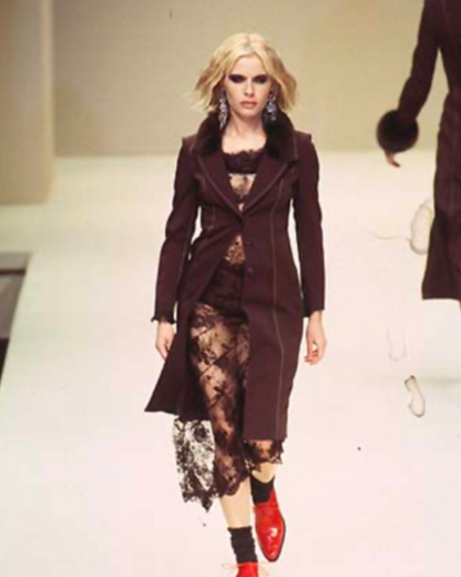 Anna Molinari ~ F/W 1997 Vintage Brown Fur Trim and Collar Coat