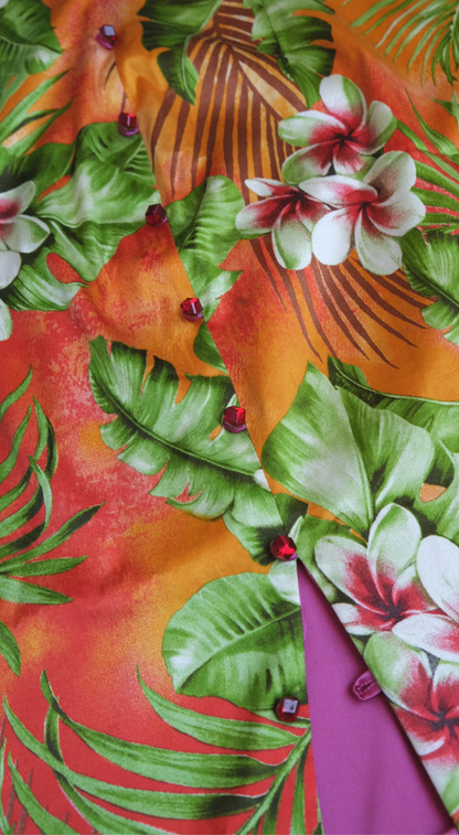 Dolce & Gabbana ~ 2000s Tropical Satin Cheongsam Dress