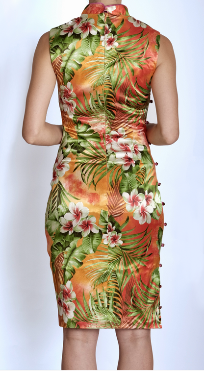 Dolce & Gabbana ~ 2000s Tropical Satin Cheongsam Dress