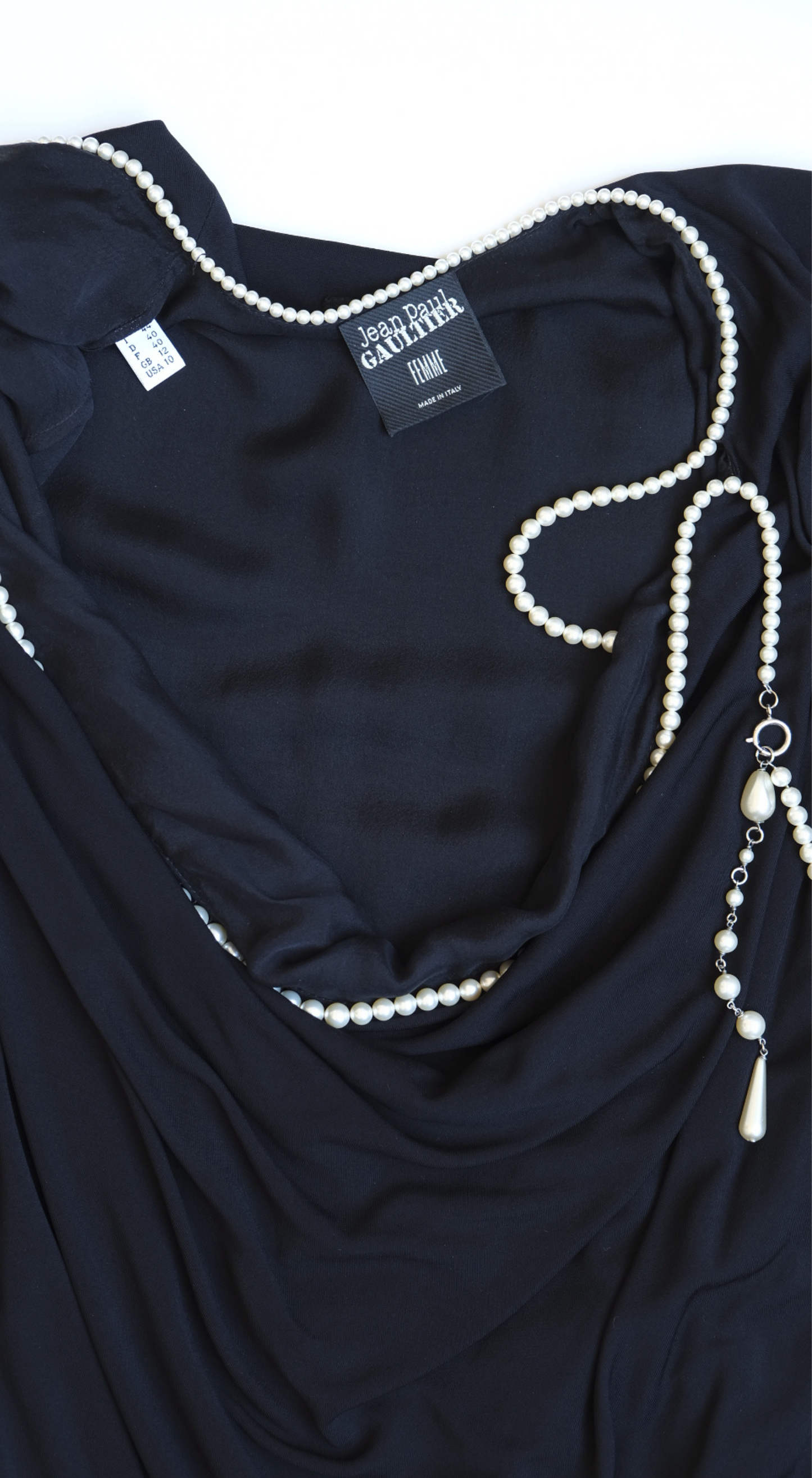 Jean Paul Gaultier ~ 2000s Plunging Neckline Dress with Pearl Collar