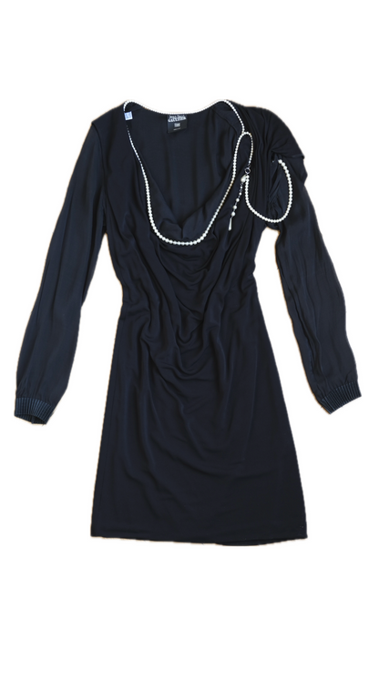 Jean Paul Gaultier ~ 2000s Plunging Neckline Dress with Pearl Collar