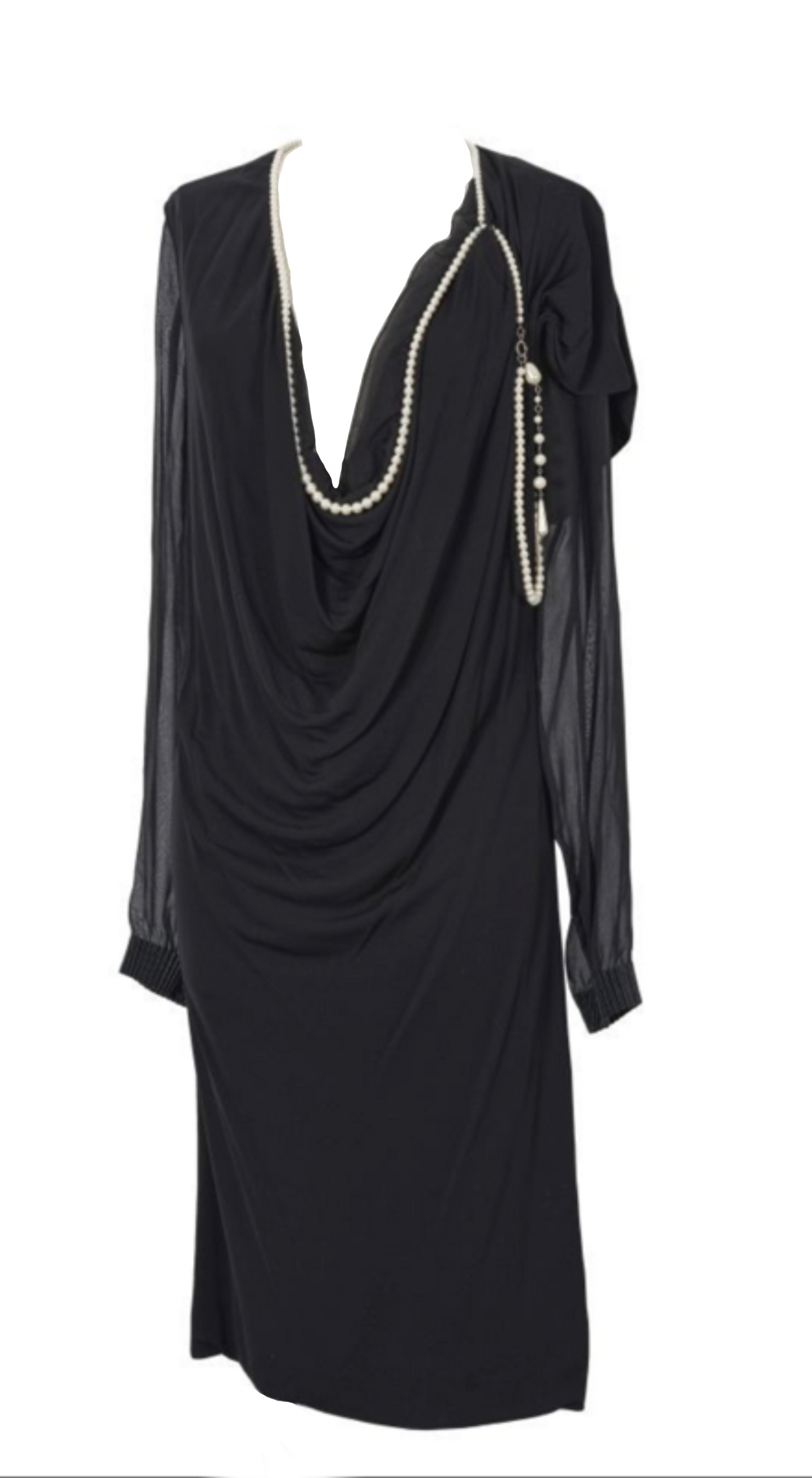 Jean Paul Gaultier ~ 2000s Plunging Neckline Dress with Pearl Collar