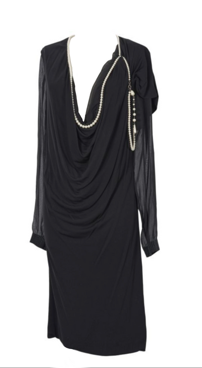 Jean Paul Gaultier ~ 2000s Plunging Neckline Dress with Pearl Collar