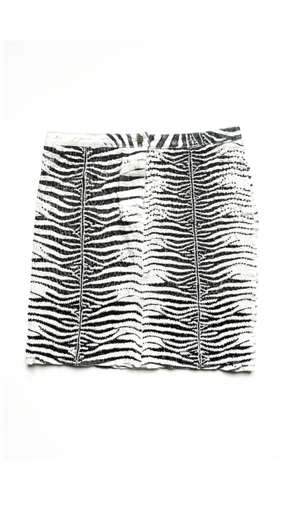 Roberto Cavalli Runway SS 2000 Zebra Print Beaded Skirt & Top Set