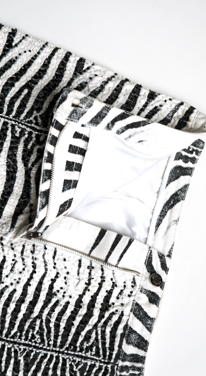 Roberto Cavalli Runway SS 2000 Zebra Print Beaded Skirt & Top Set
