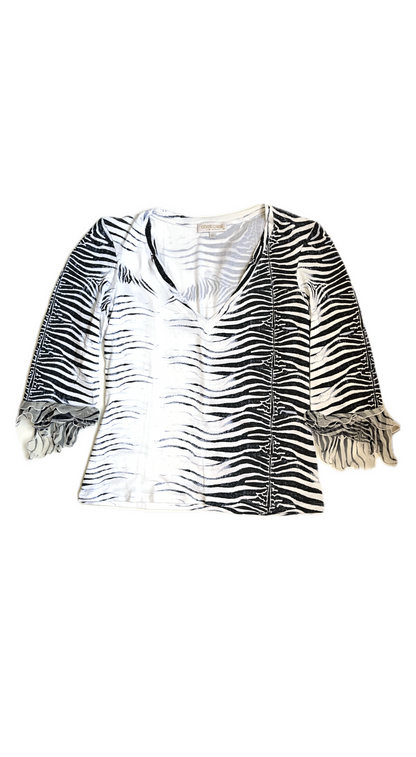 Roberto Cavalli Runway SS 2000 Zebra Print Beaded Skirt & Top Set