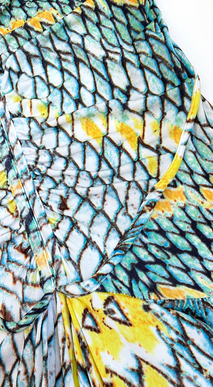 Roberto Cavalli ~ 2000s Abstract Snake Print Midi Bodycon Dress