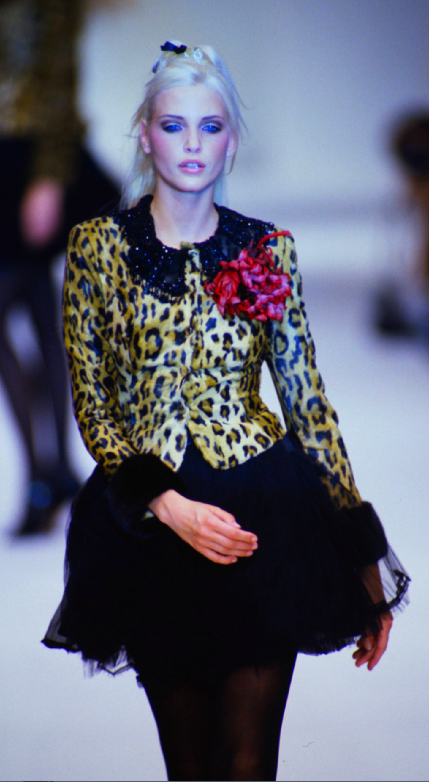 Anna Molinari by Blumarine ~ Runway FW 1994 Leopard jacket with Pearl Collar