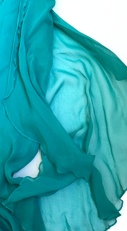 Chloé ~ 2000s Aqua Silk Ruffle Dress with Sequin Straps