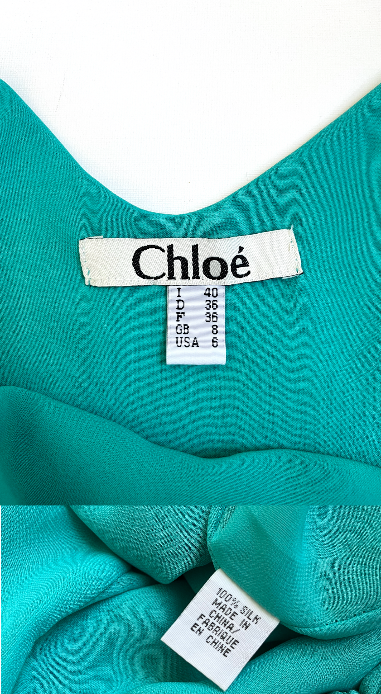 Chloé ~ 2000s Aqua Silk Ruffle Dress with Sequin Straps