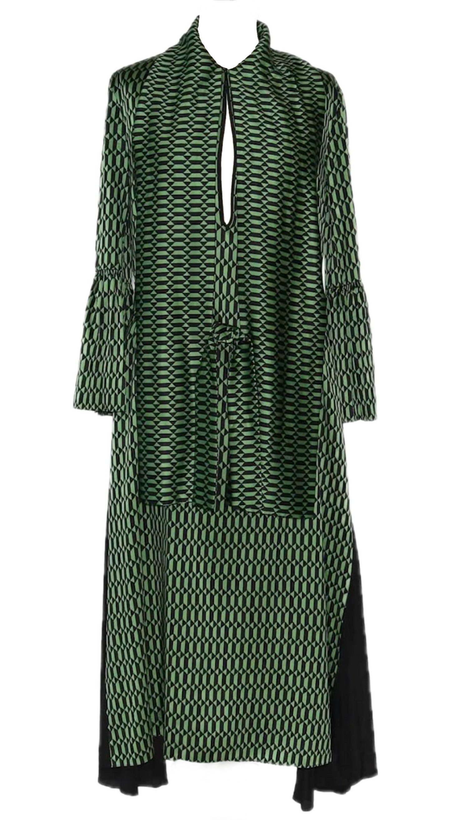 Fendi ~ Fall 2017 Green Geometric Silk Scarf Dress