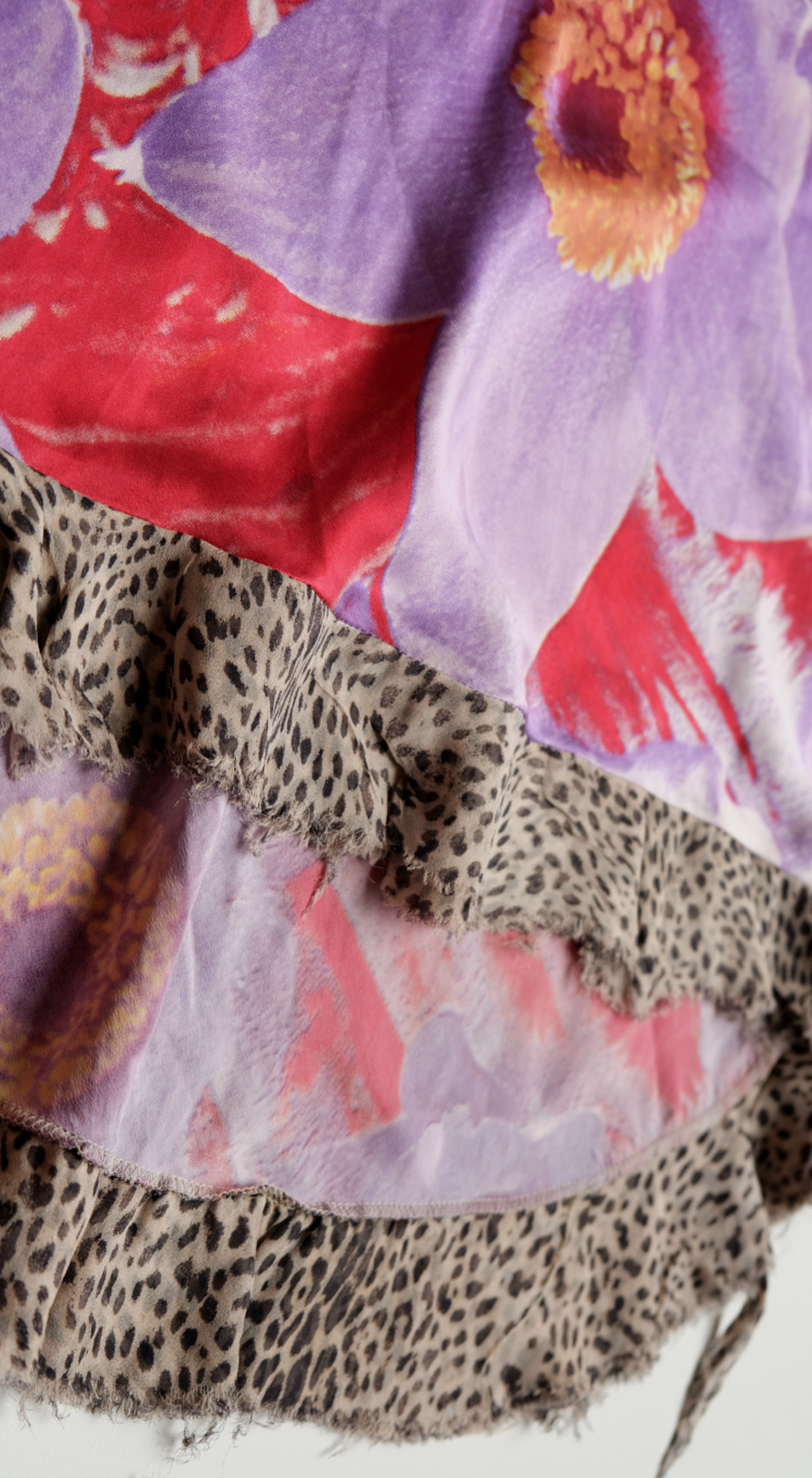 Roberto Cavalli ~ S/S 2000 Floral Leopard Silk Skirt