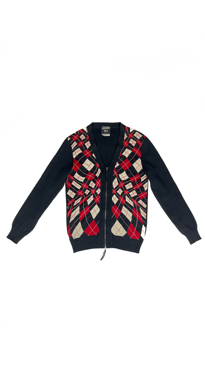 Jean Paul Gaultier ~ Y2k Psychedelic Wool Cardigan Diamond Pattern