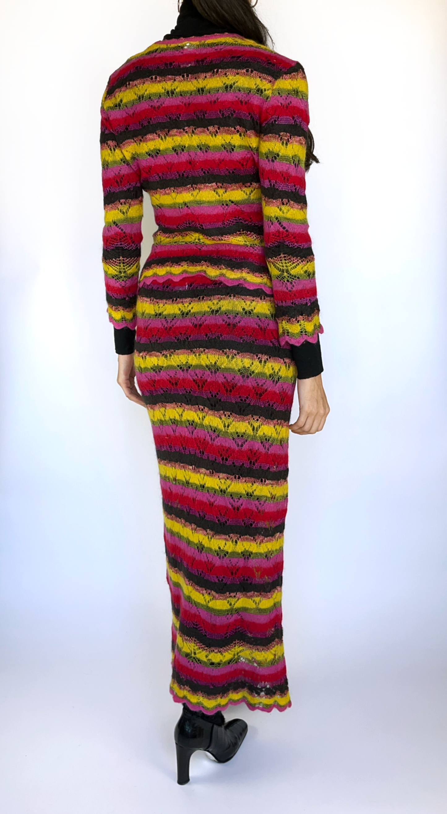 Christian Lacroix ~ 2000s Knitted Multicolor Striped Mohair Co-ord Set