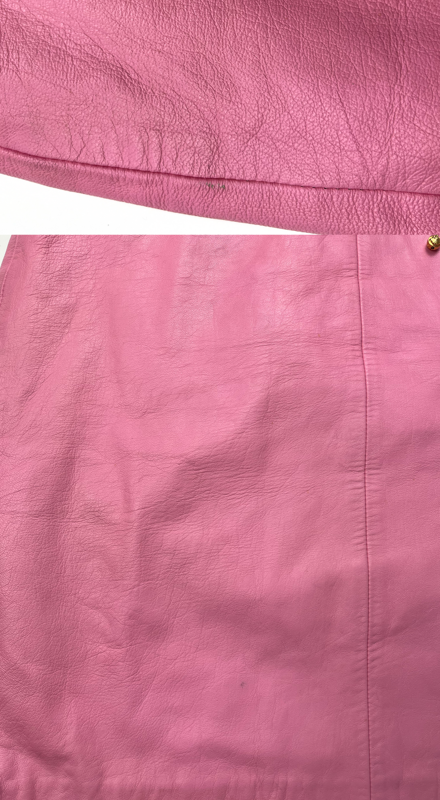 Versace ~ Vintage Gold Chain Pink Leather Skirt