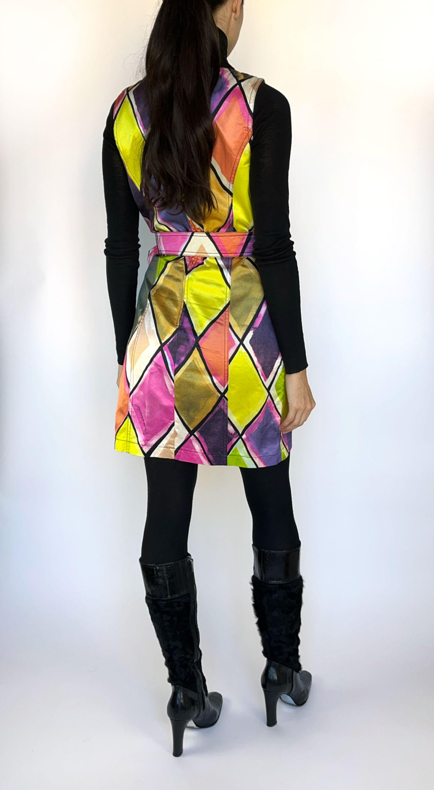 Moschino ~ 1990s Fran Drescher Harlequin Dress