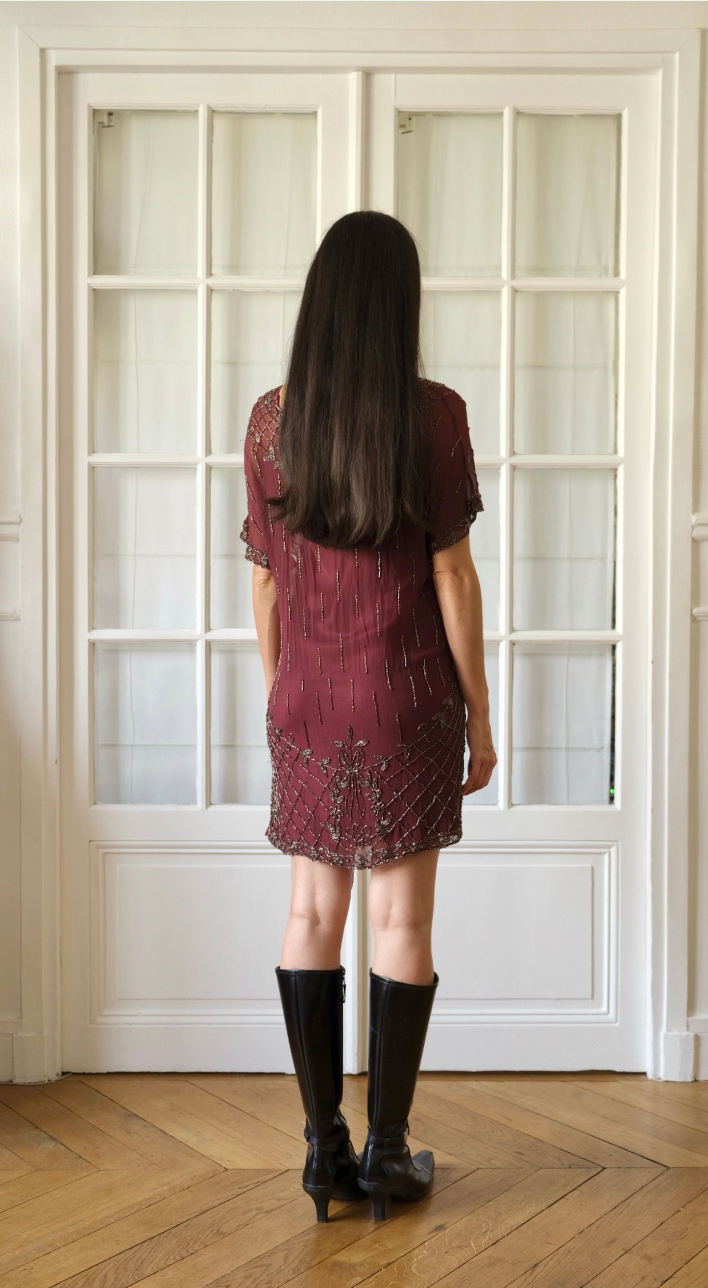 John Galliano ~ 2000s Beaded Silk Dress with Slip