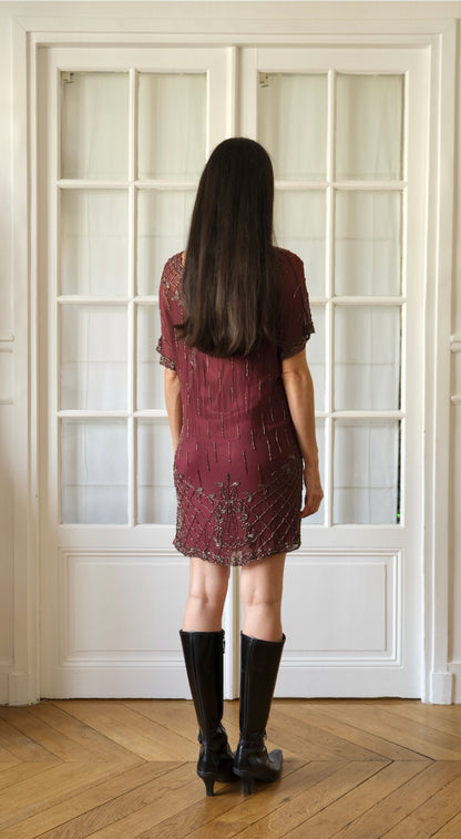 John Galliano ~ 2000s Beaded Silk Dress with Slip