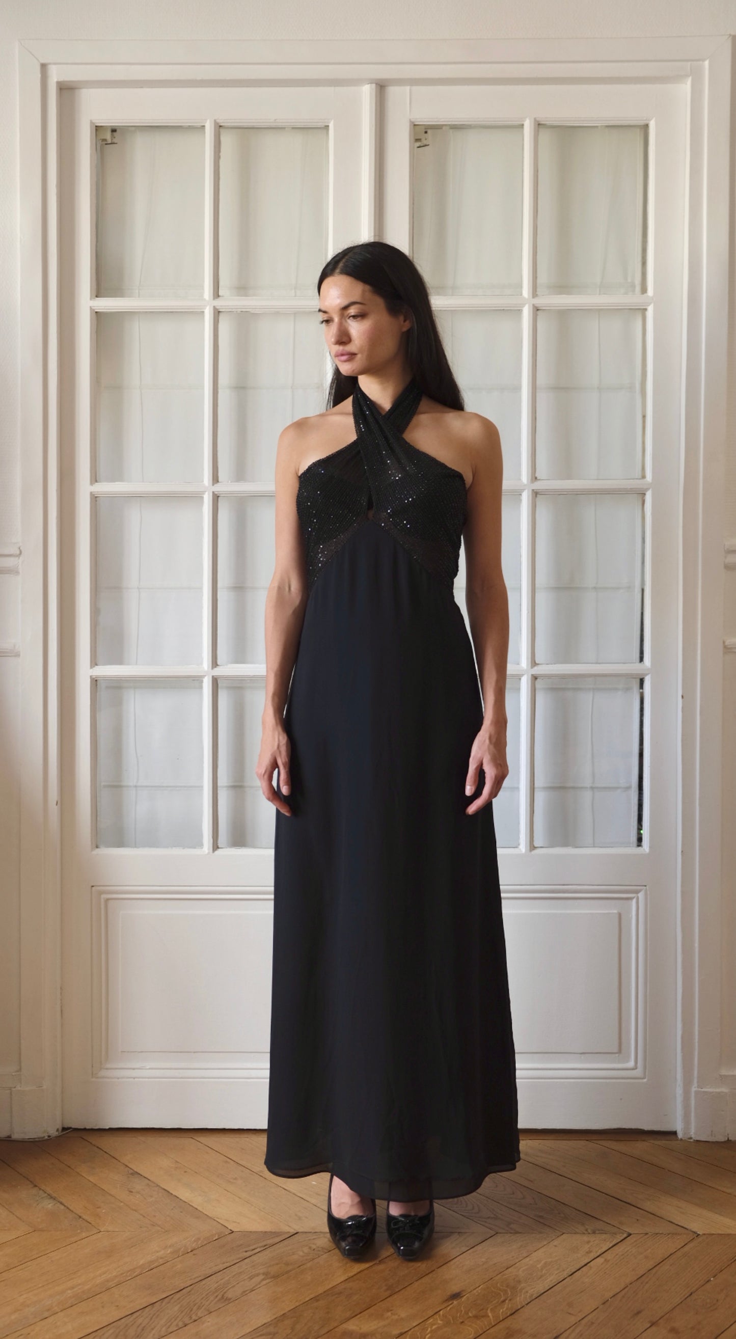 La Perla ~ Black Halterneck Long Evening Dress