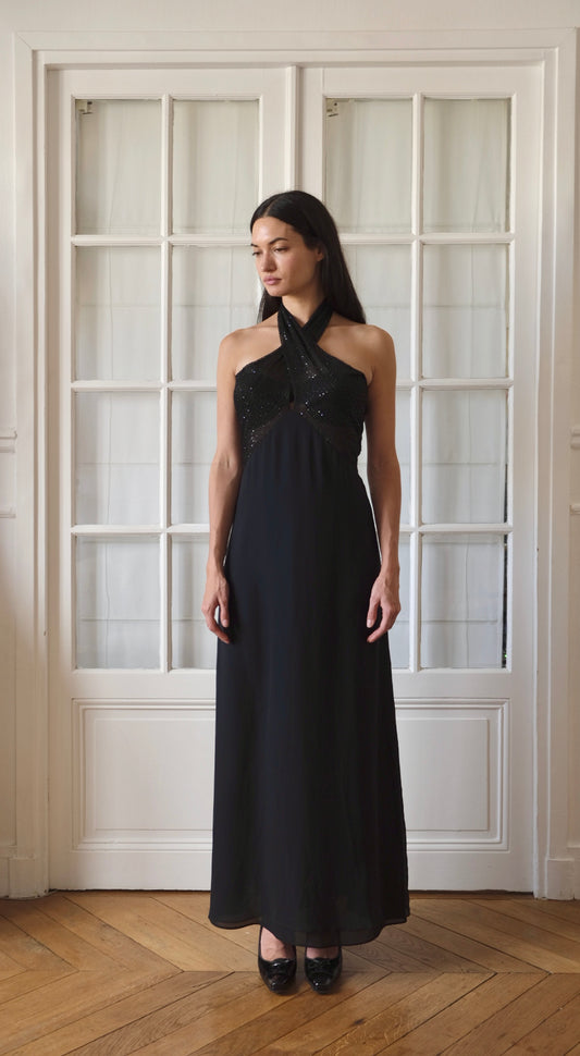 La Perla ~ Black Halterneck Long Evening Dress