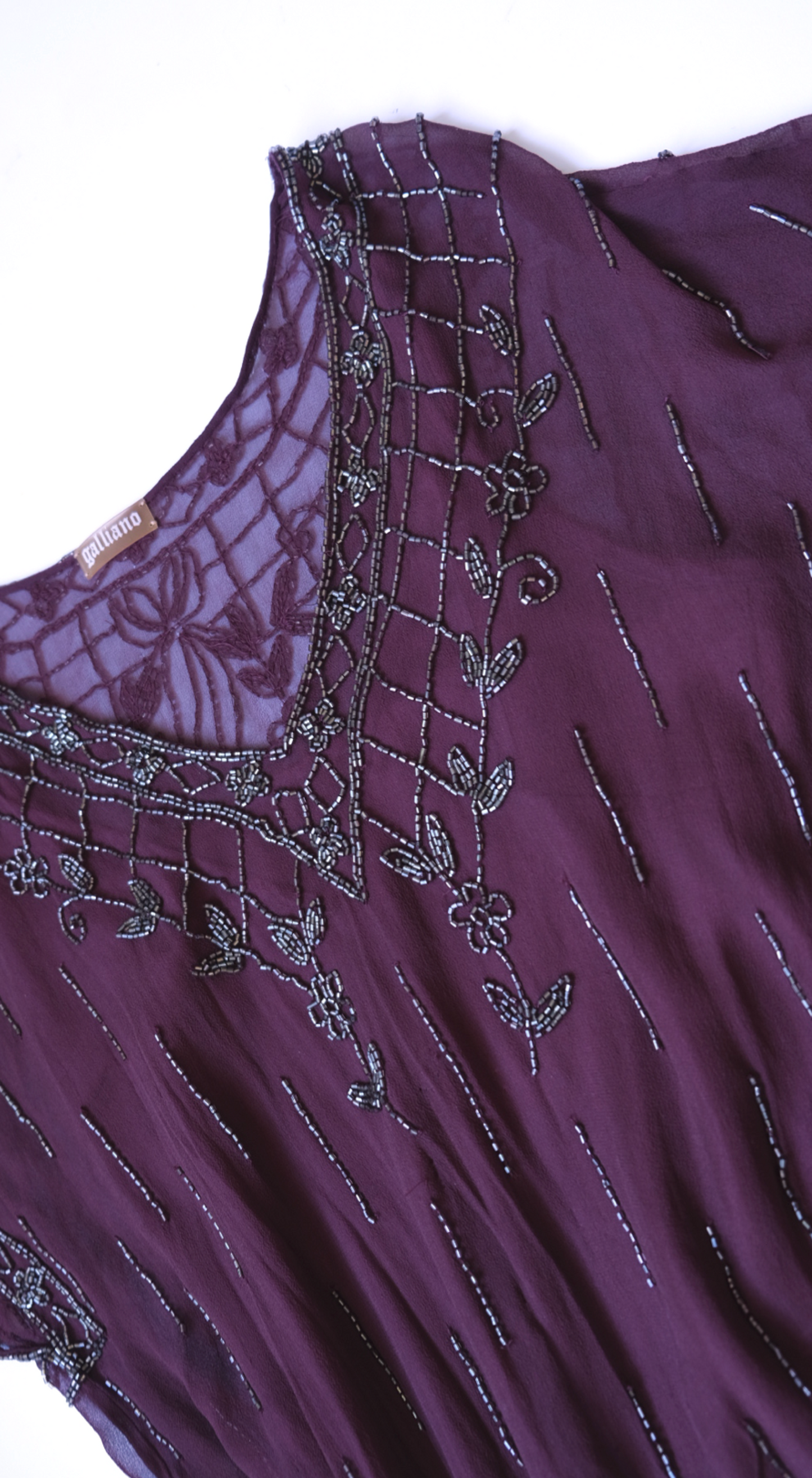 John Galliano ~ 2000s Beaded Silk Dress with Slip