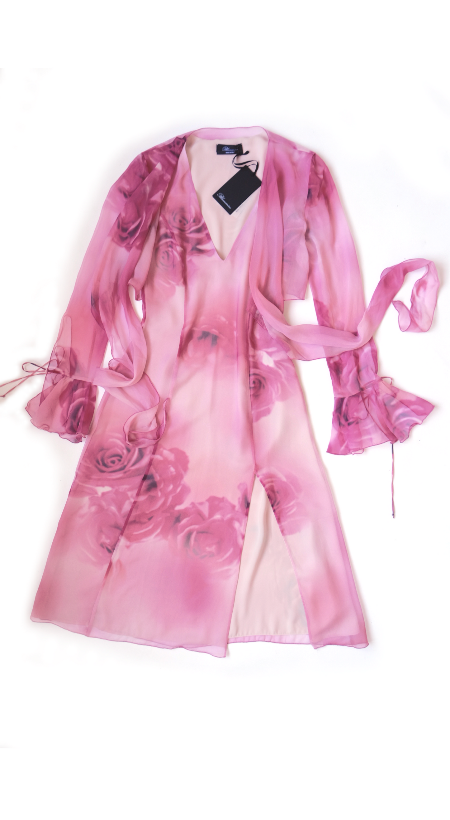 Blumarine ~ Silk Rose-Print Tie-Front Dress