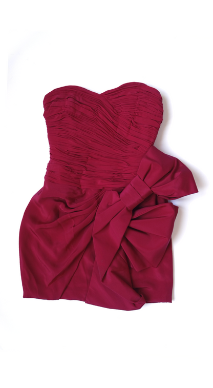 Marchesa ~ Red Draped Bow Dress