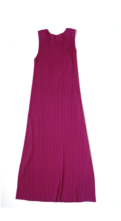 Issey Miyake ~ Carmine Pink Pleated Column Dress