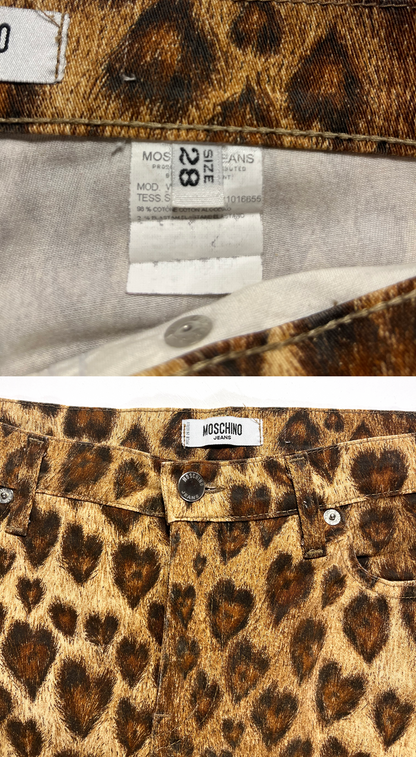 Moschino ~ 1990s Leopard  Heart Print Pants