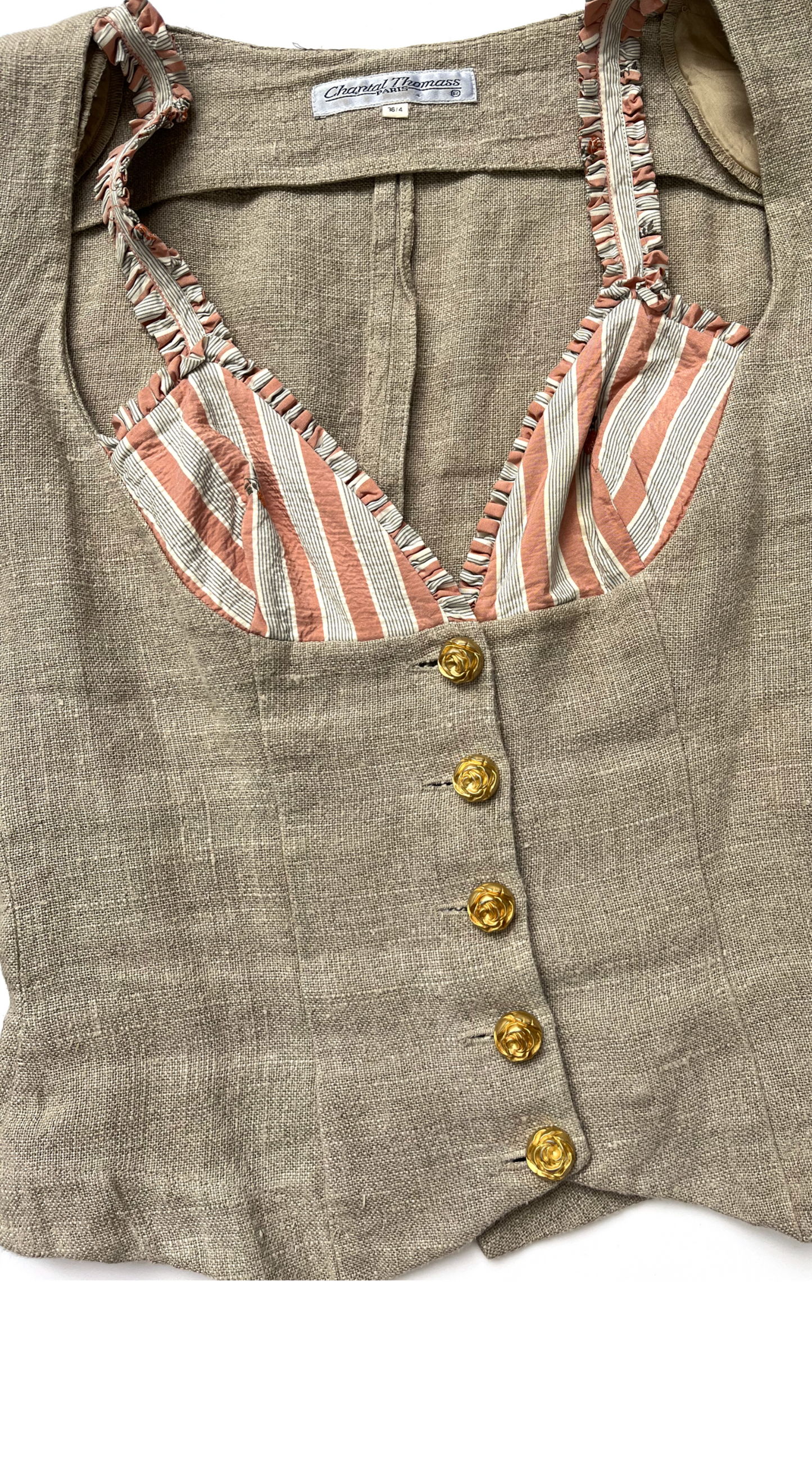 Chantal Thomass ~ 1990s Rose Embroidered Linen & Silk Set