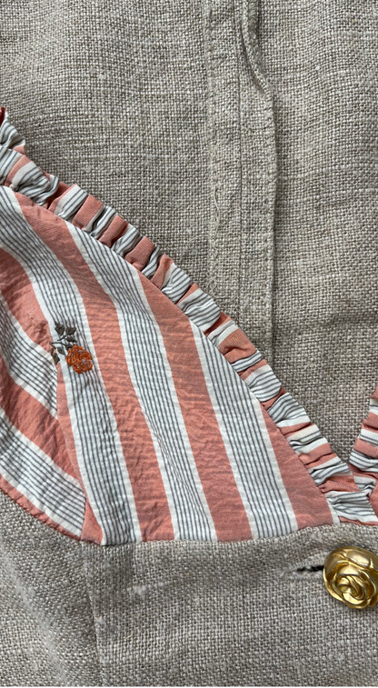 Chantal Thomass ~ 1990s Rose Embroidered Linen & Silk Set