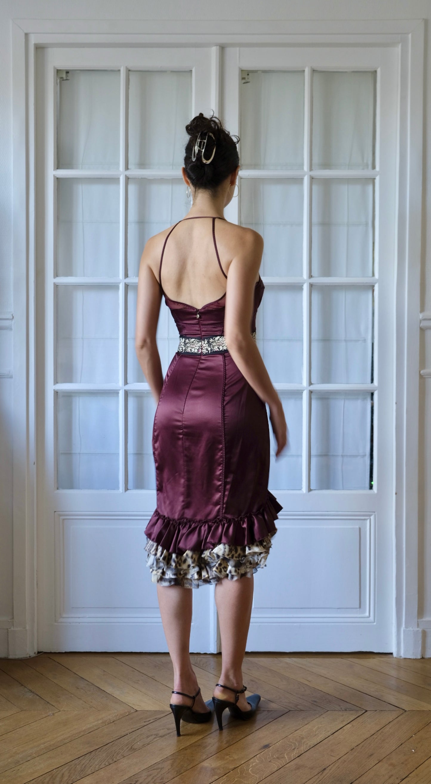 Roberto Cavalli ~ F/W 2006 Burgundy Ruffled Dress