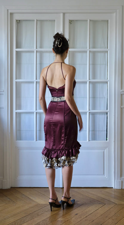 Roberto Cavalli ~ F/W 2006 Burgundy Ruffled Dress