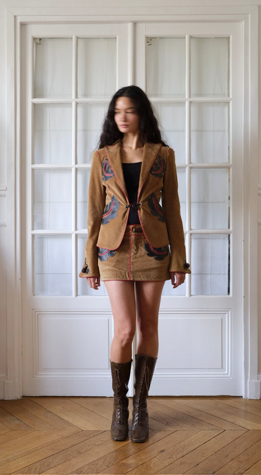 Dsquared² ~ FW 2004 Corduroy Set Blazer and Lace-Up Skirt