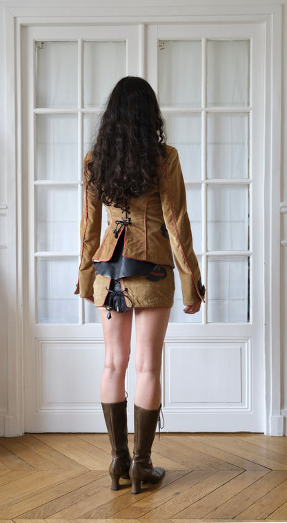 Dsquared² ~ FW 2004 Corduroy Set Blazer and Lace-Up Skirt