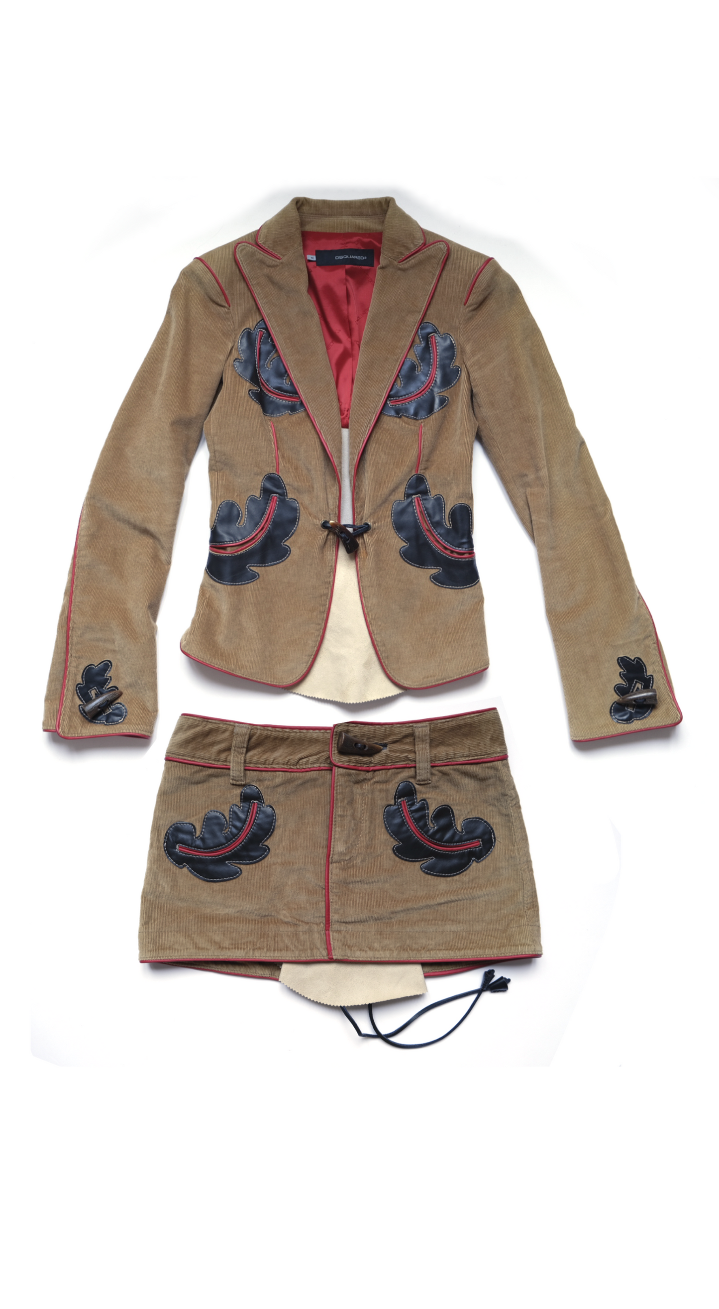 Dsquared² ~ FW 2004 Corduroy Set Blazer and Lace-Up Skirt