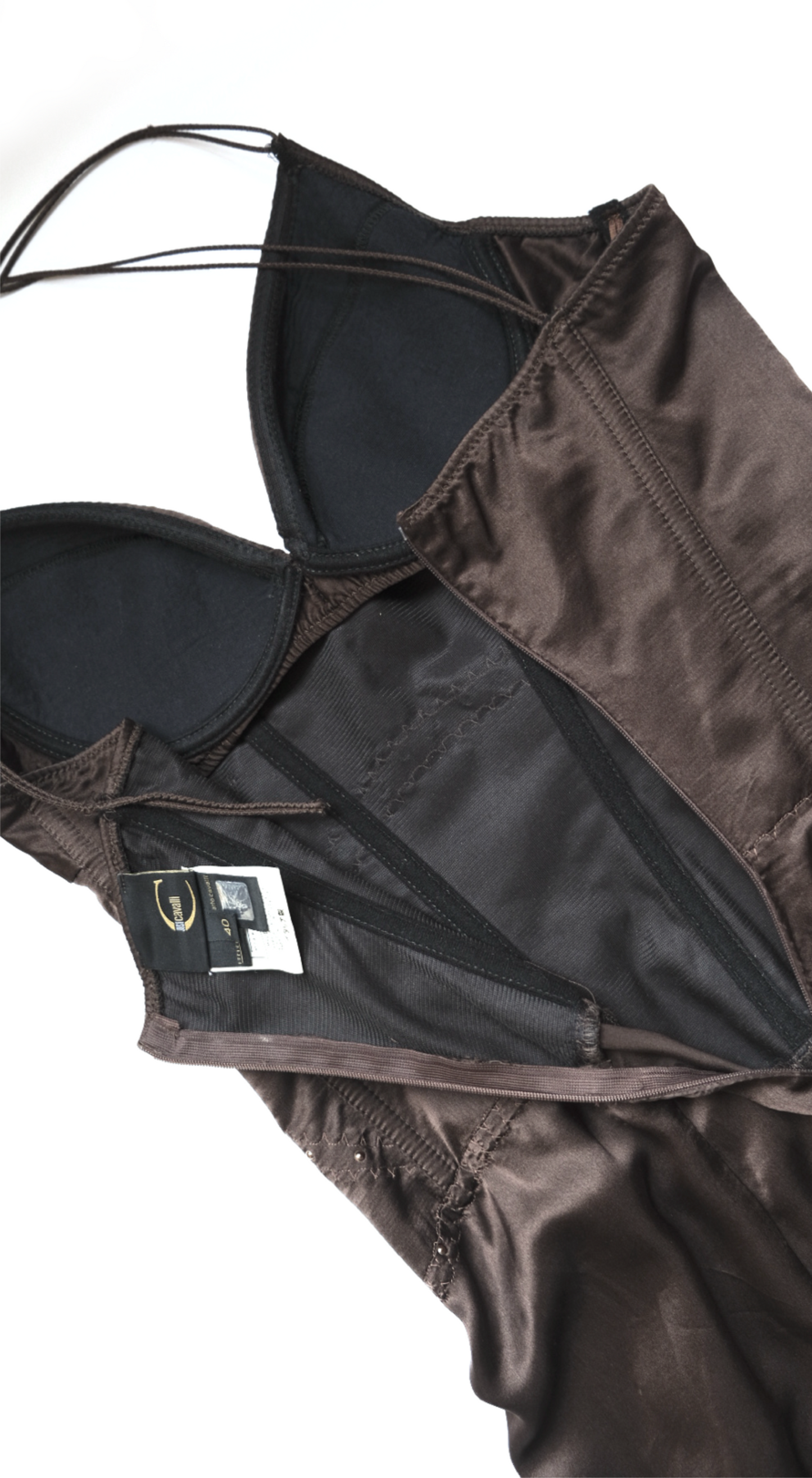Roberto Cavalli ~ 2000s Brown Silk Corset Dress