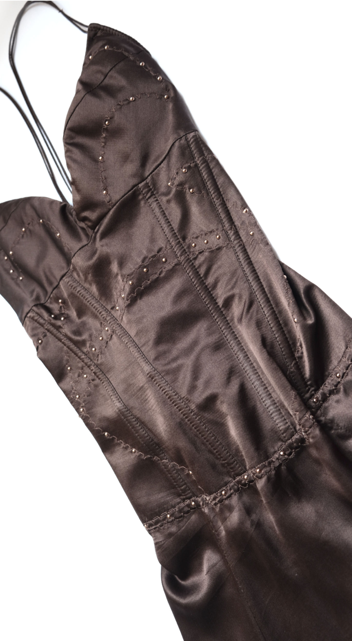 Roberto Cavalli ~ 2000s Brown Silk Corset Dress