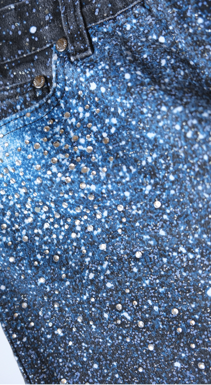 Roberto Cavalli ~ FW 2000 Silk Galaxy Swarovski Print Pants