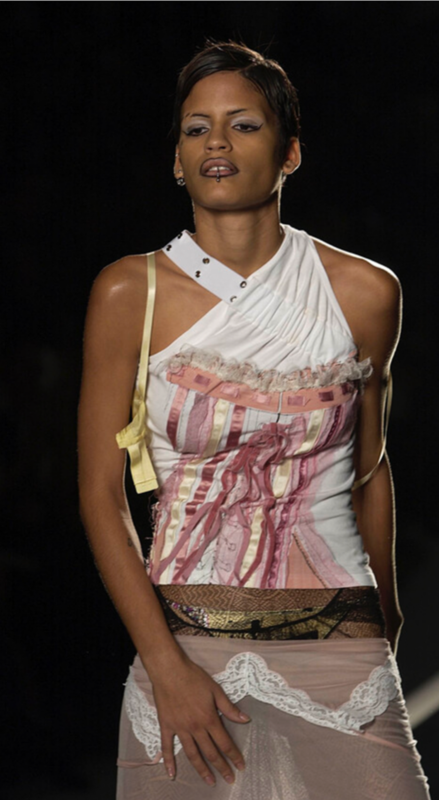 Christian Dior ~ S/S 2002 One Shoulder Black Logo Top