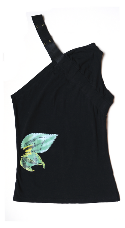 Christian Dior ~ S/S 2002 One Shoulder Black Logo Top