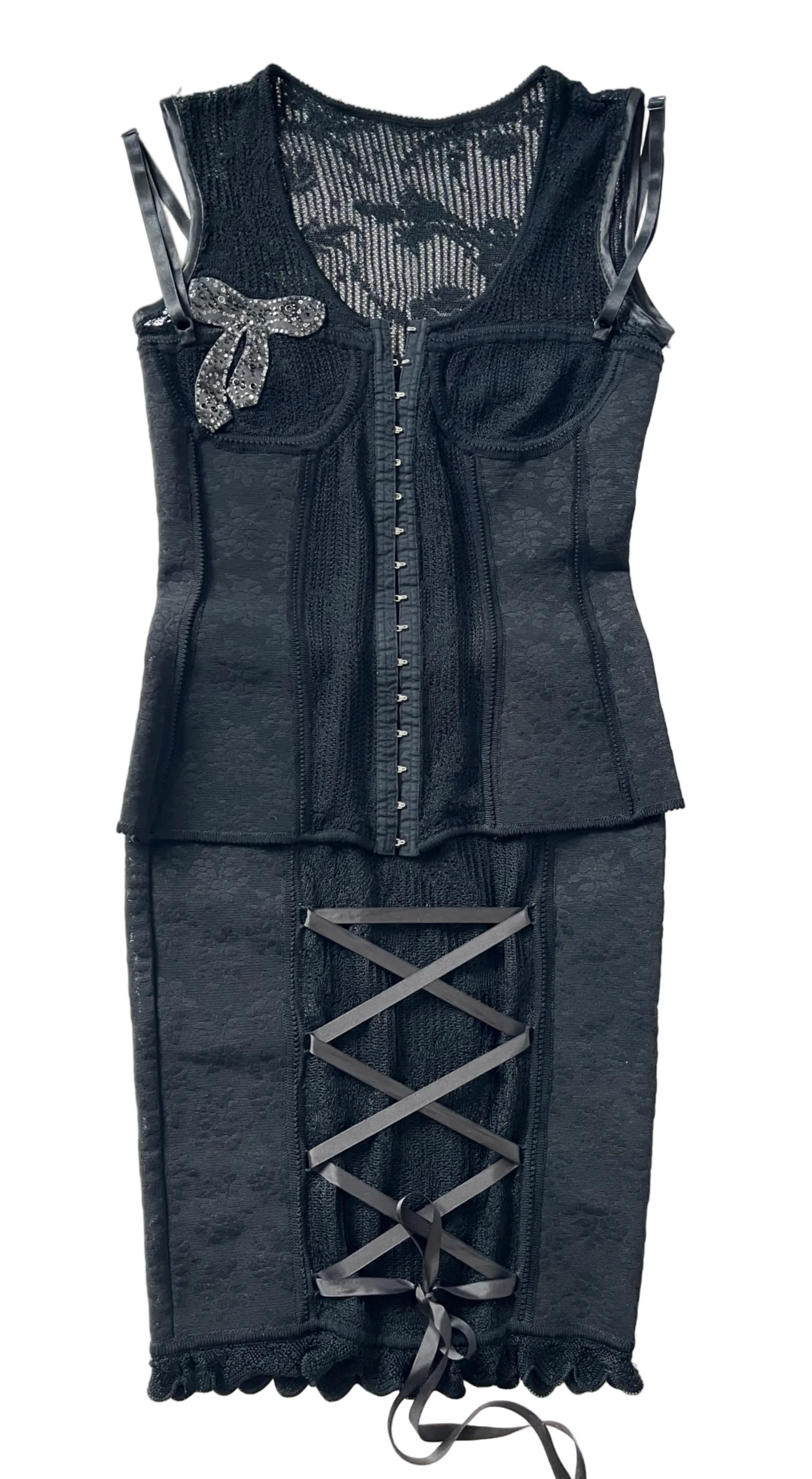 John Galliano ~ 2003 Knit Corset Skirt Set